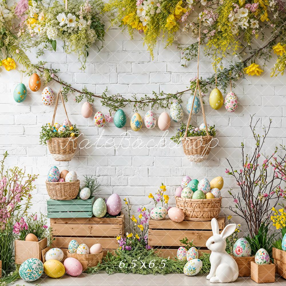 On Sale Kate Easter Bunny Floral Egg Rustic Backdrop Designed by Emetselch -UK