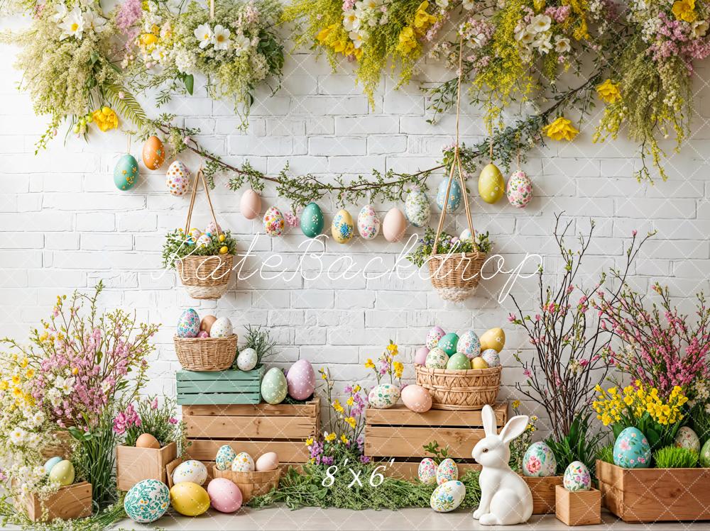 Kate Easter Bunny Floral Egg Rustic Backdrop Designed by Emetselch