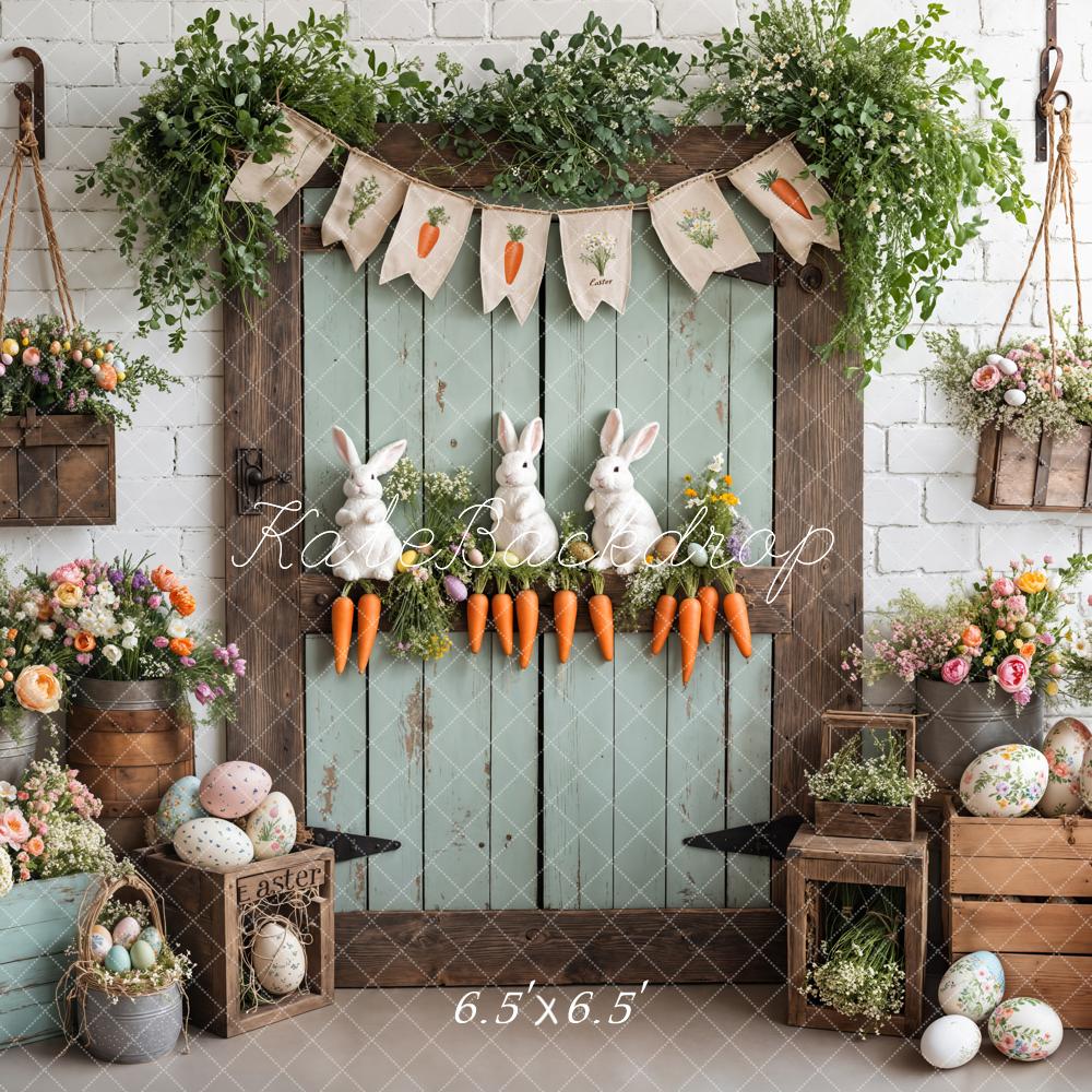 Kate Easter Bunny Carrots Door Wood Backdrop Designed by Emetselch -UK