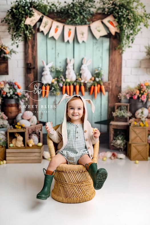 On Sale Kate Easter Bunny Carrots Door Wood Backdrop Designed by Emetselch -UK