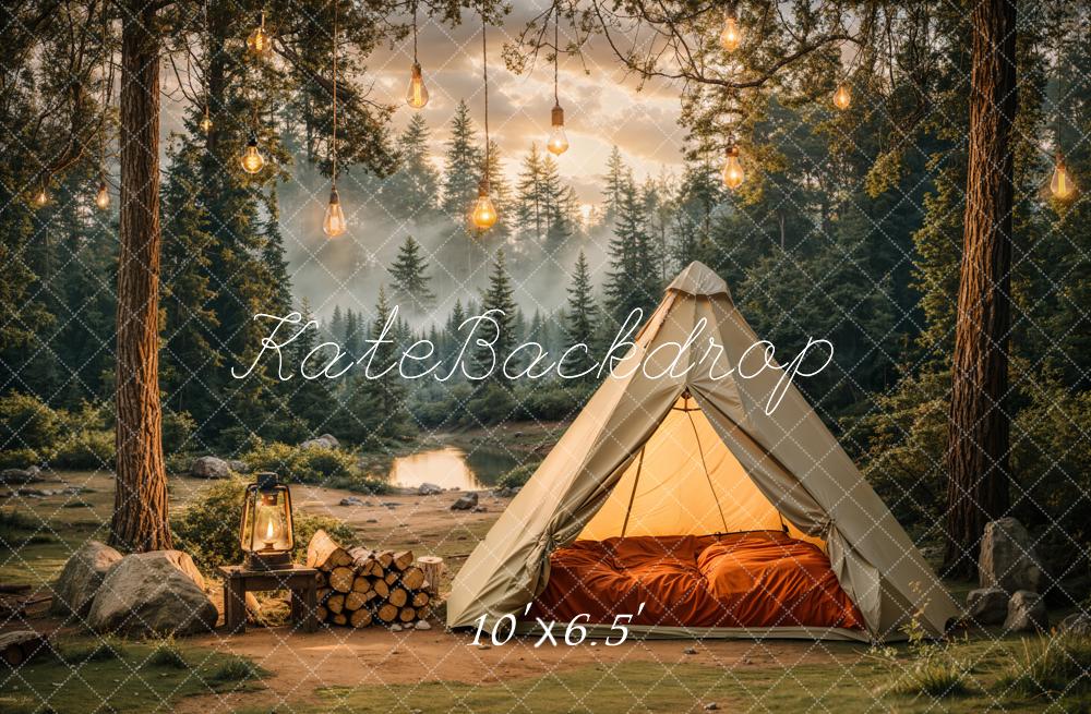 Kate Camping Forest Tent Lights Backdrop Designed by Emetselch -UK