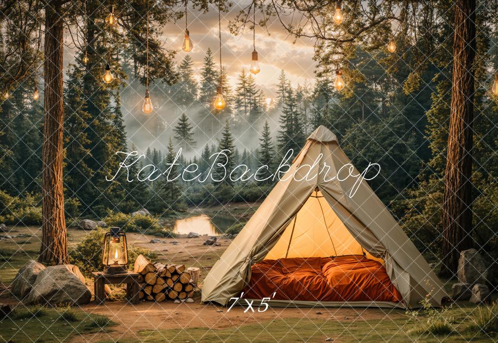 Kate Camping Forest Tent Lights Backdrop Designed by Emetselch -UK