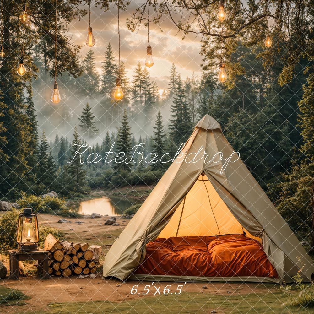 Kate Camping Forest Tent Lights Backdrop Designed by Emetselch -UK