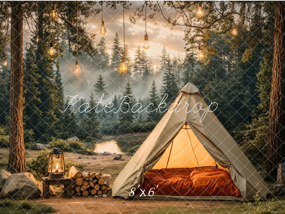 Kate Camping Forest Tent Lights Backdrop Designed by Emetselch -UK