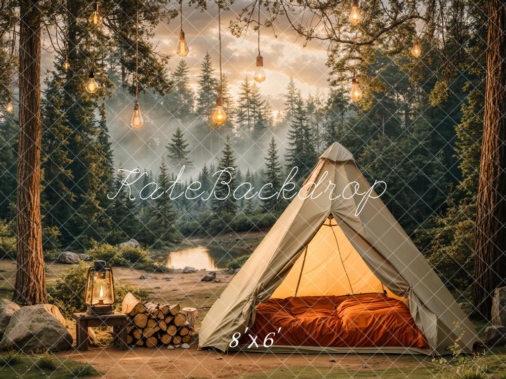 Kate Camping Forest Tent Lights Backdrop Designed by Emetselch