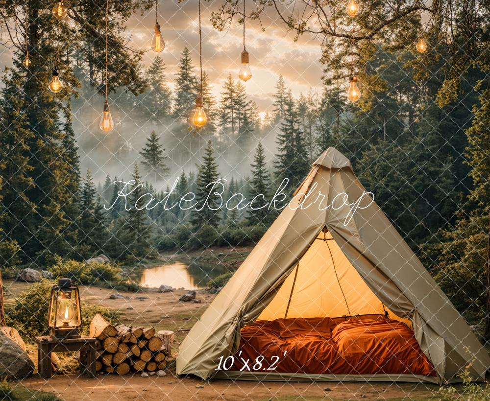 Kate Camping Forest Tent Lights Backdrop Designed by Emetselch -UK