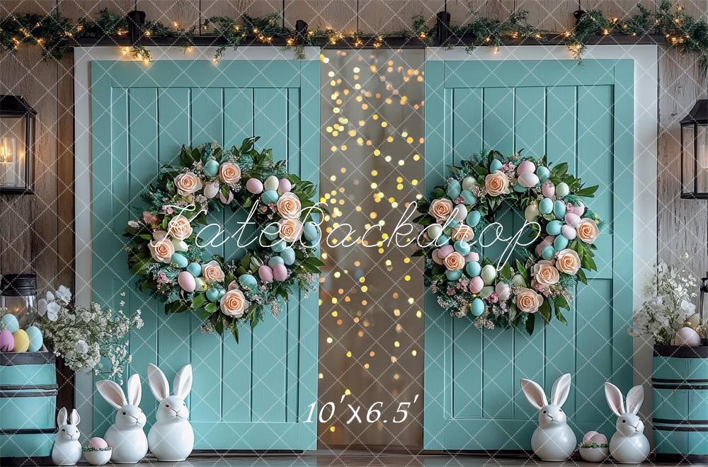 Kate Easter Bunny Floral Wreath Barn Backdrop Designed by Mini MakeBelieve -UK