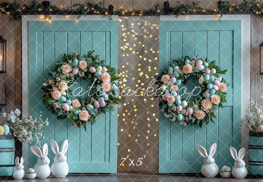 Kate Easter Bunny Floral Wreath Barn Backdrop Designed by Mini MakeBelieve -UK