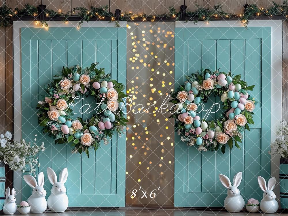 Kate Easter Bunny Floral Wreath Barn Backdrop Designed by Mini MakeBelieve -UK