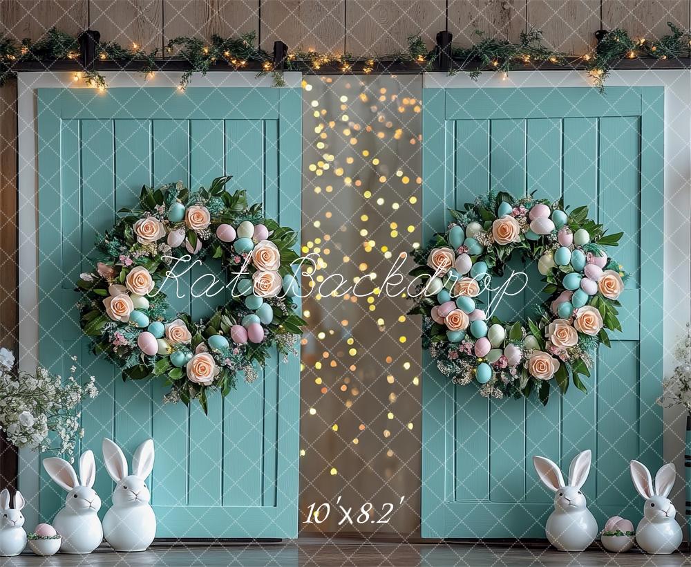 Kate Easter Bunny Floral Wreath Barn Backdrop Designed by Mini MakeBelieve -UK