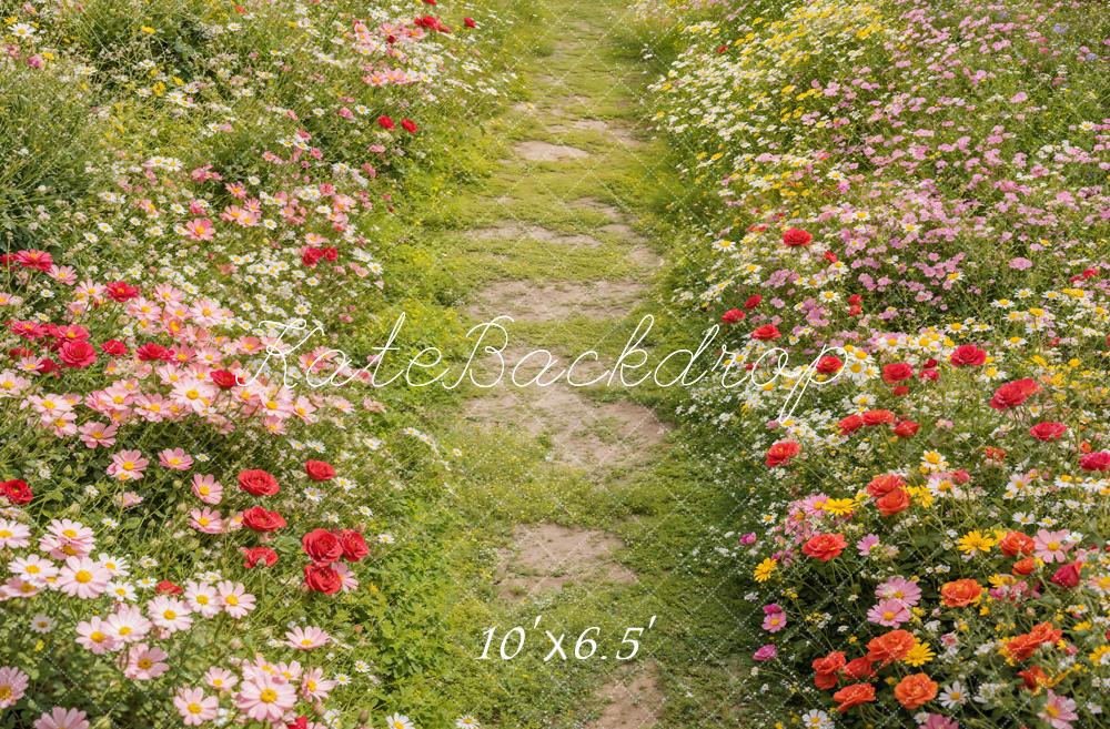 Kate Spring Floral Pathway Grass Floor Backdrop Designed by Emetselch