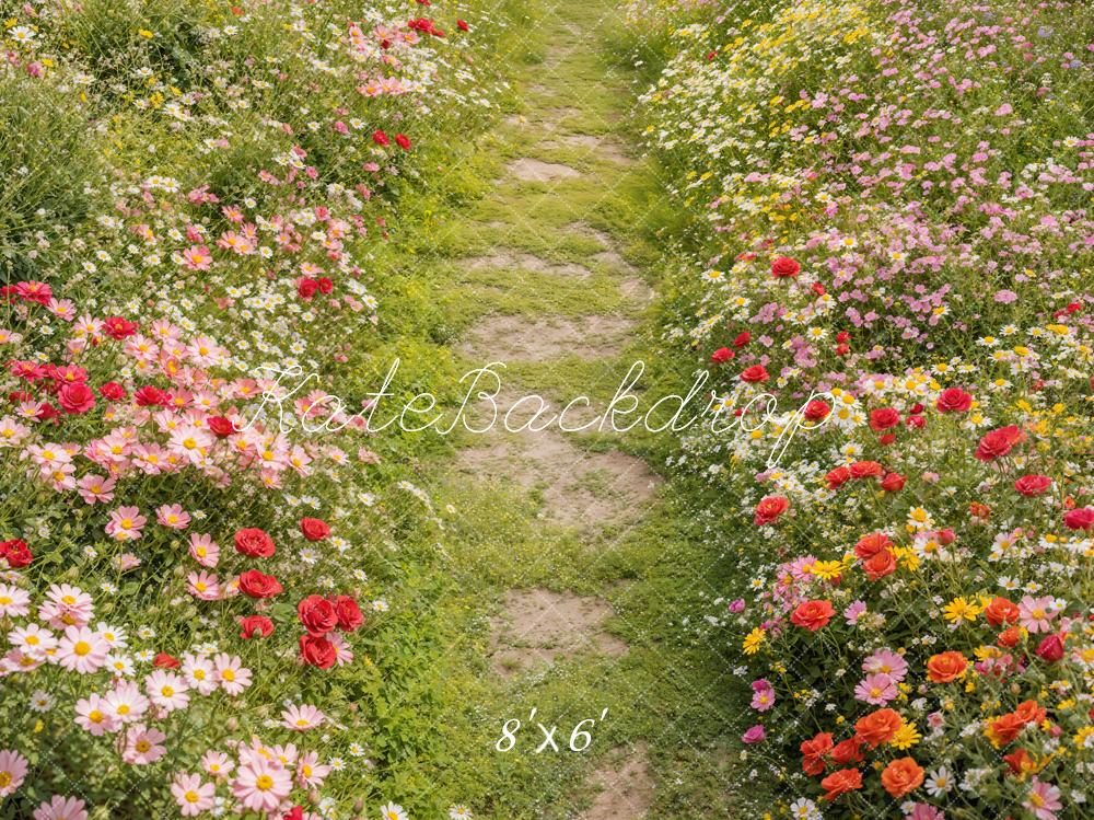 Kate Spring Floral Pathway Grass Floor Backdrop Designed by Emetselch