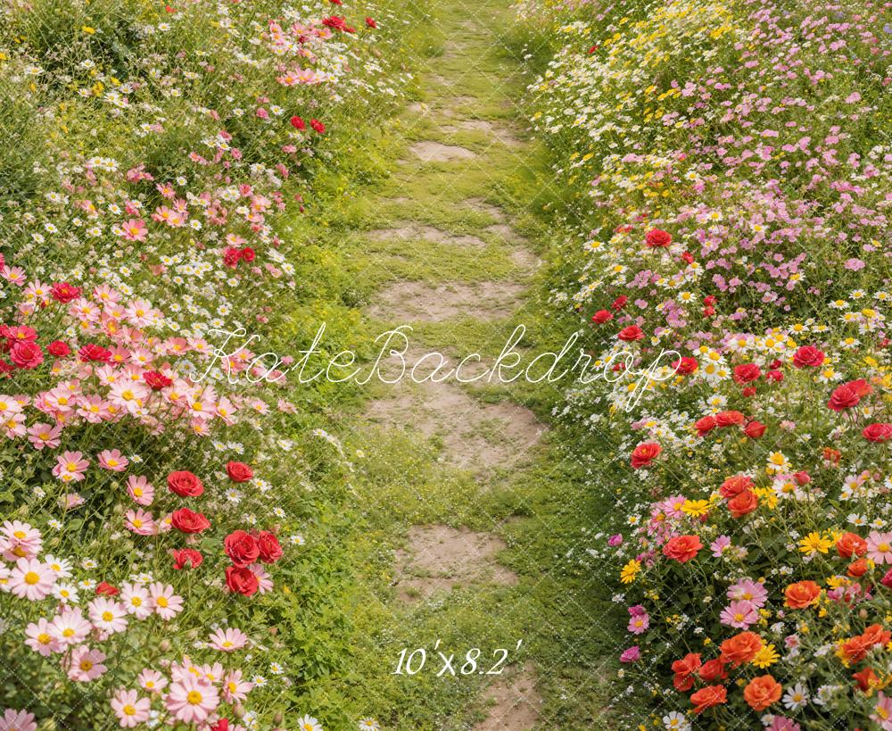 Kate Spring Floral Pathway Grass Floor Backdrop Designed by Emetselch