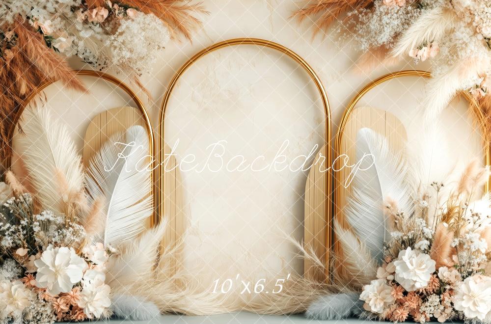 Kate Boho Floral Arch Feather Backdrop Designed by Patty Robert -UK