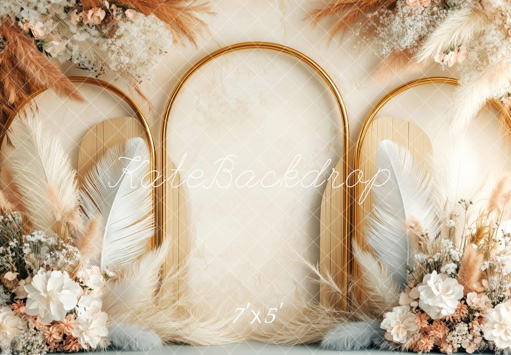 Kate Boho Floral Arch Feather Backdrop Designed by Patty Robert -UK