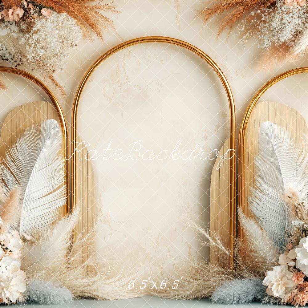 Kate Boho Floral Arch Feather Backdrop Designed by Patty Robert -UK