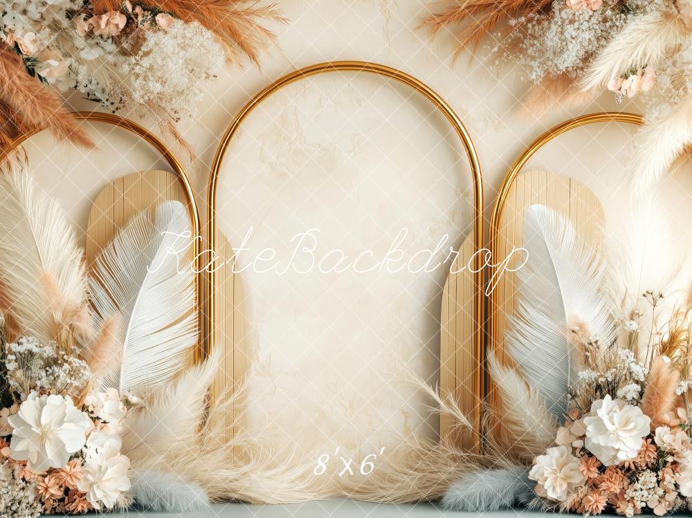 Kate Boho Floral Arch Feather Backdrop Designed by Patty Robert -UK