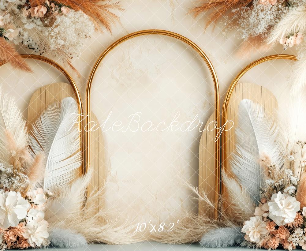 Kate Boho Floral Arch Feather Backdrop Designed by Patty Robert -UK