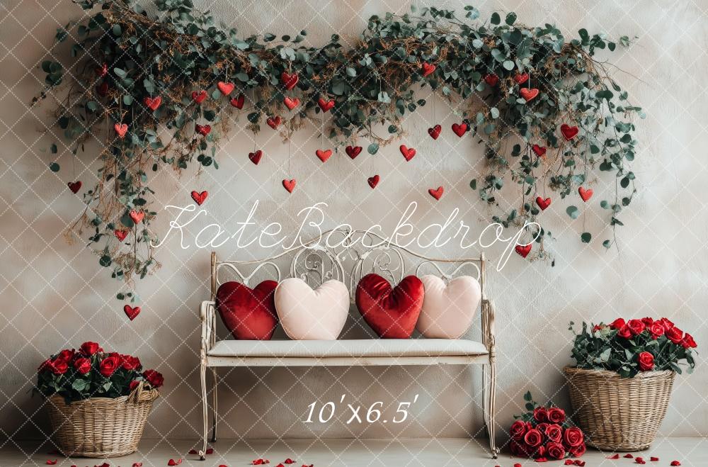 Kate Valentine's Heart Floral Bench Backdrop Designed by Patty Robert