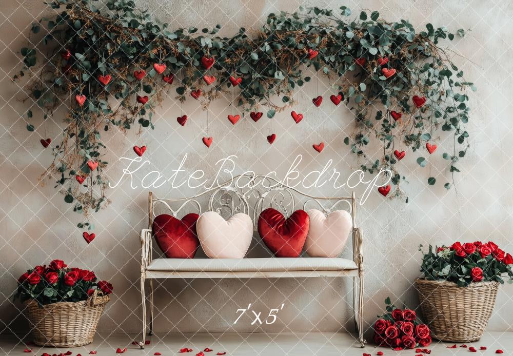 Kate Valentine's Heart Floral Bench Backdrop Designed by Patty Robert