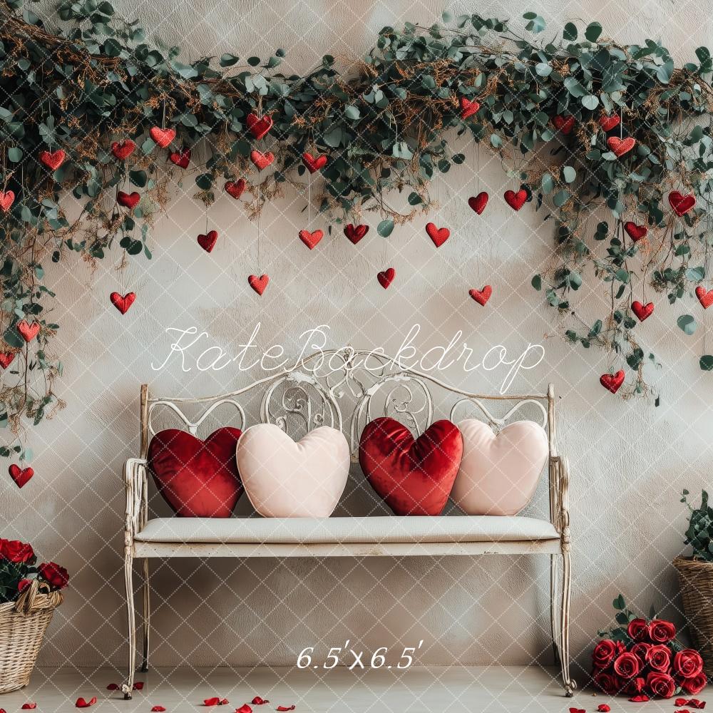 Kate Valentine's Heart Floral Bench Backdrop Designed by Patty Robert