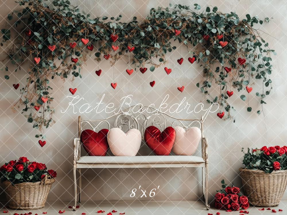 Kate Valentine's Heart Floral Bench Backdrop Designed by Patty Robert