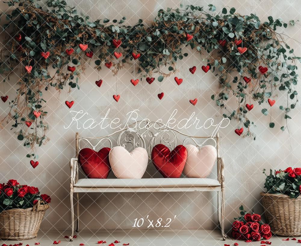 Kate Valentine's Heart Floral Bench Backdrop Designed by Patty Robert