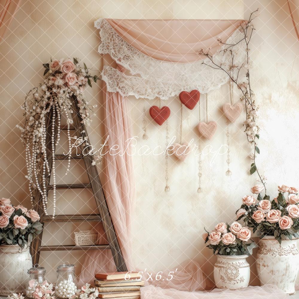 Kate Valentine Rustic Pink Floral Ladder Backdrop Designed by Patty Robert -UK