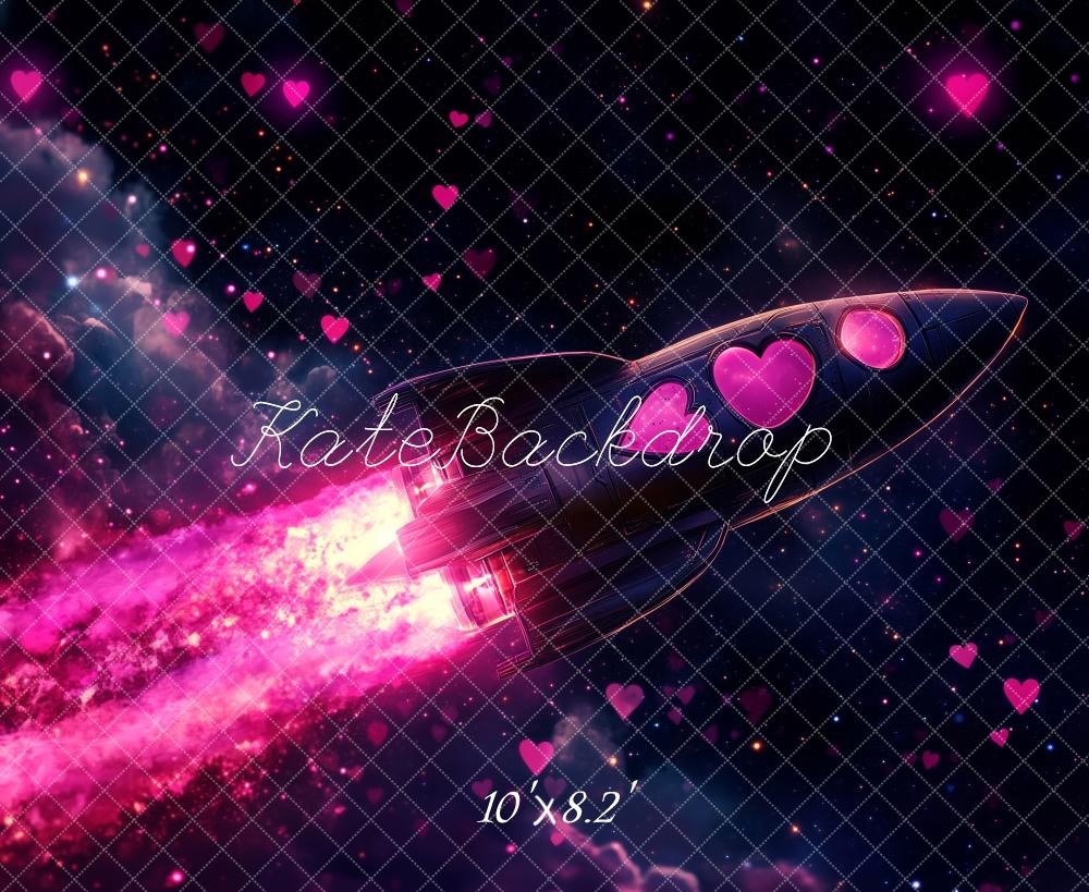 Kate Valentine Rocket Heart Space Galaxy Backdrop Designed by Patty Robert -UK