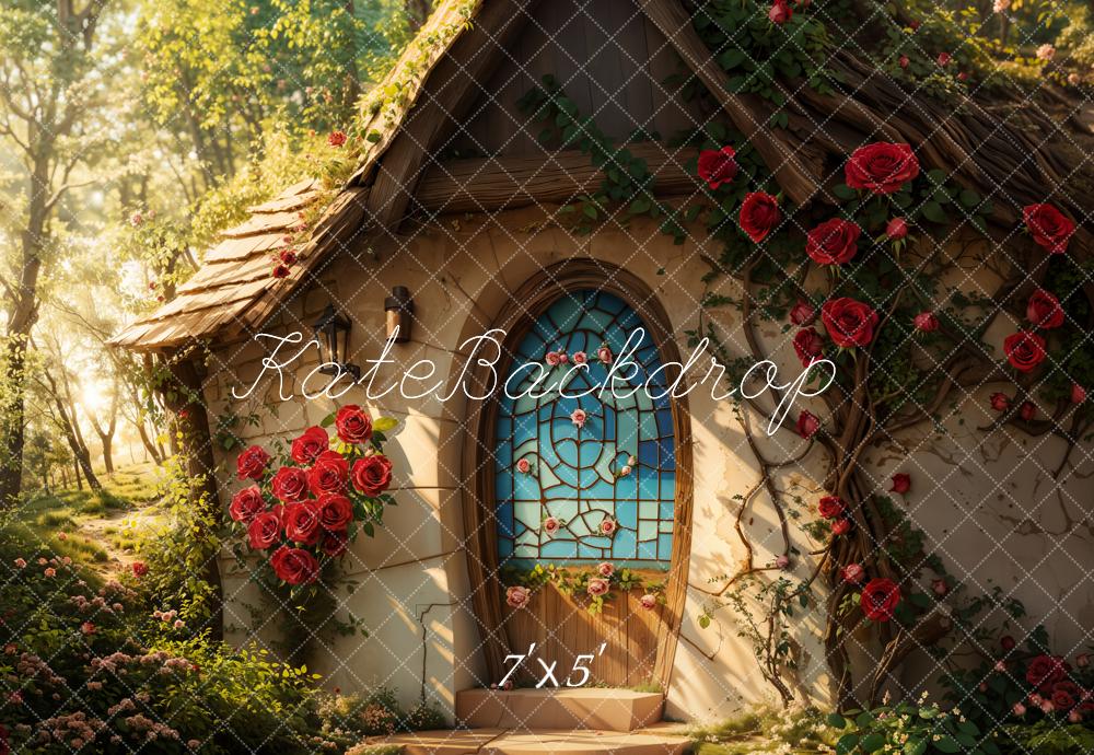 Kate Valentine Fairy Cottage Roses Backdrop Designed by Emetselch -UK