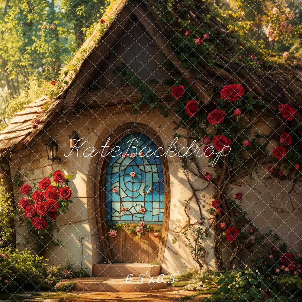 Kate Valentine Fairy Cottage Roses Backdrop Designed by Emetselch -UK