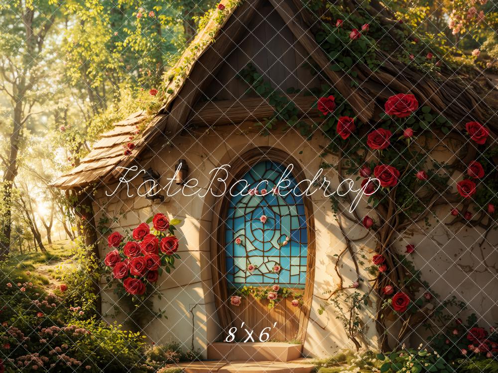 Kate Valentine Fairy Cottage Roses Backdrop Designed by Emetselch