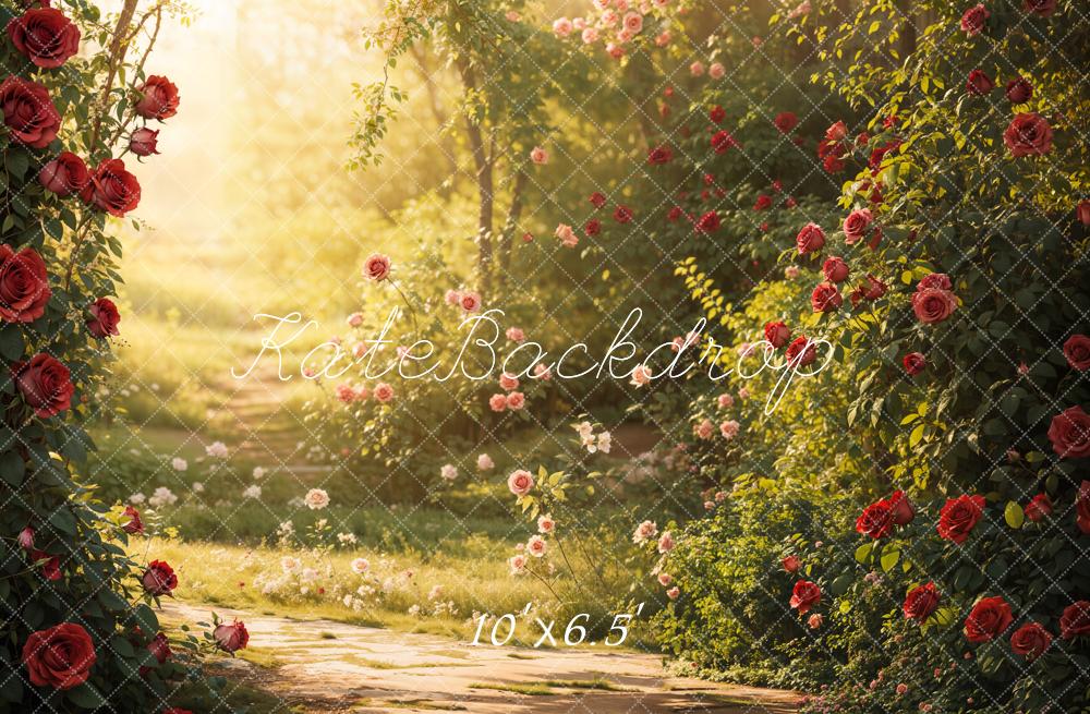 Kate Spring Garden Rose Sunlight Backdrop Designed by Emetselch