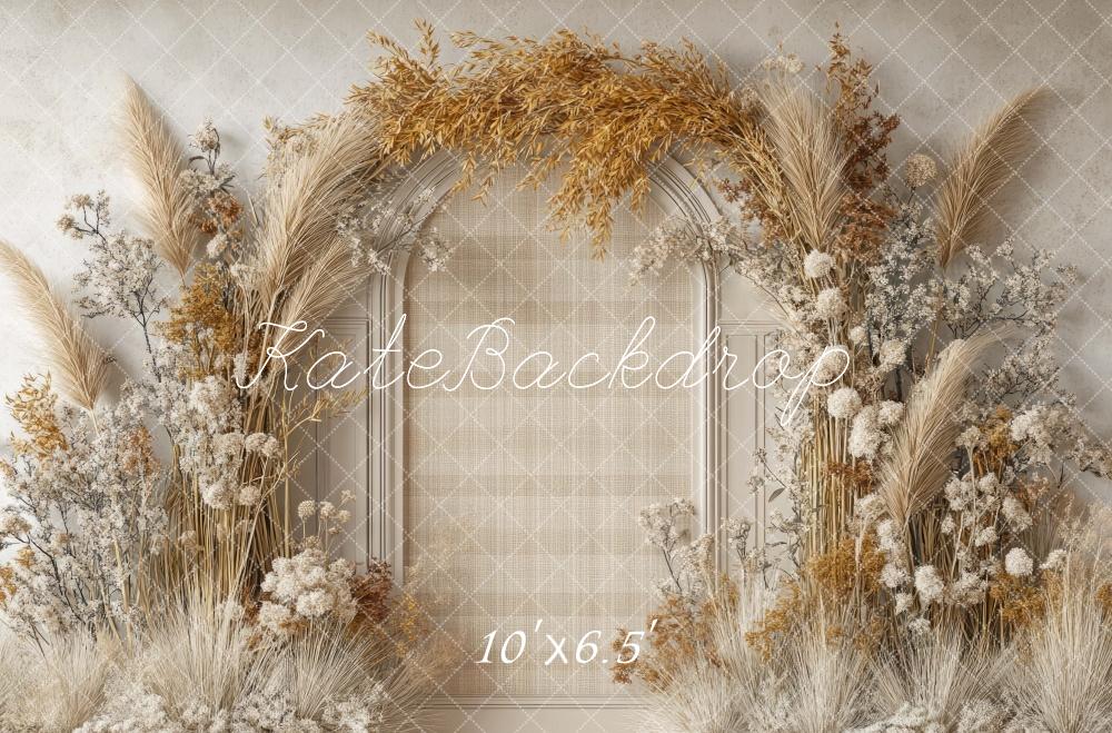 Kate Boho Reed Arch Beige Backdrop Designed by Mini MakeBelieve