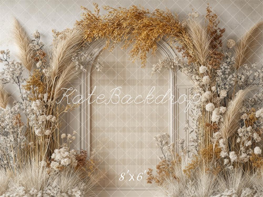 Kate Boho Reed Arch Beige Backdrop Designed by Mini MakeBelieve