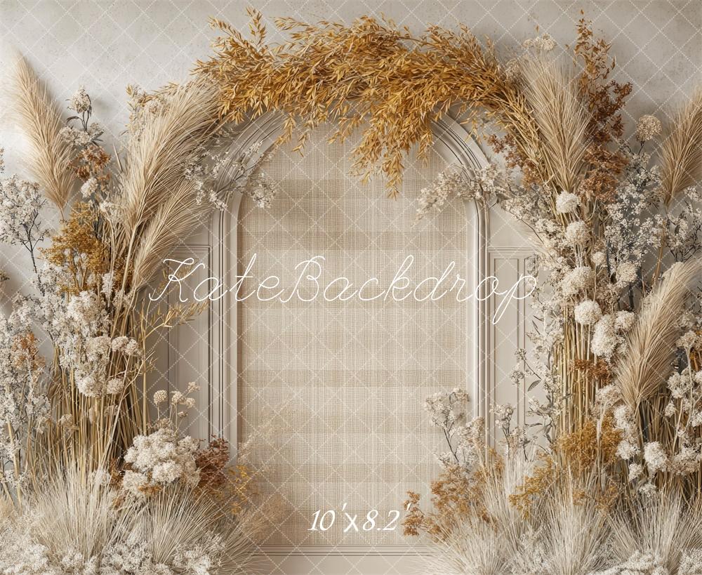 Kate Boho Reed Arch Beige Backdrop Designed by Mini MakeBelieve