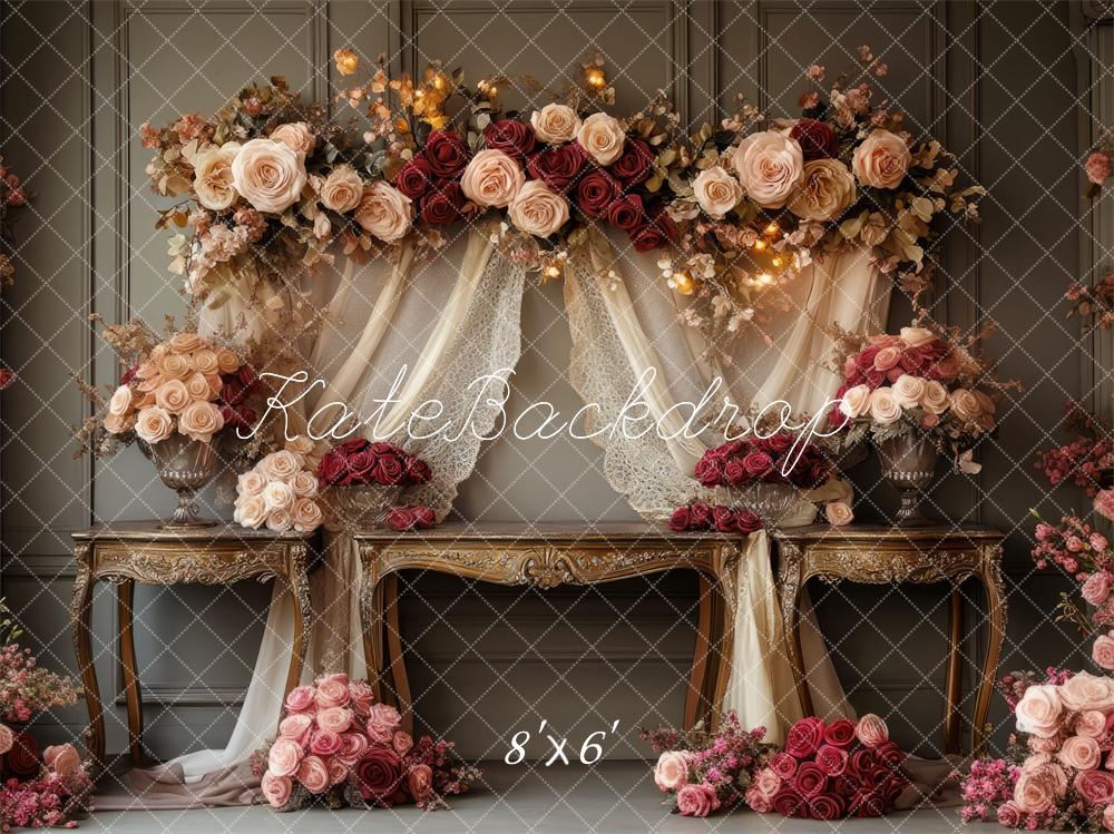 Kate Romantic Floral Arch Vintage Wedding Backdrop Designed by Mini MakeBelieve