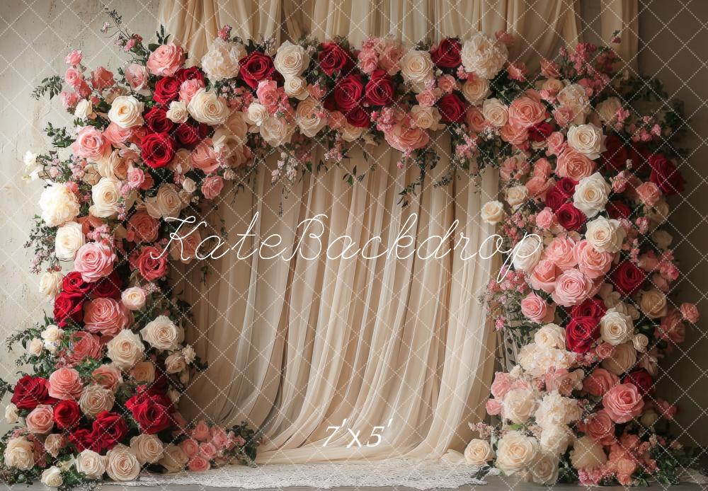 Kate Valentine Flower Arch Wedding Curtains Backdrop Designed by Mini MakeBelieve -UK