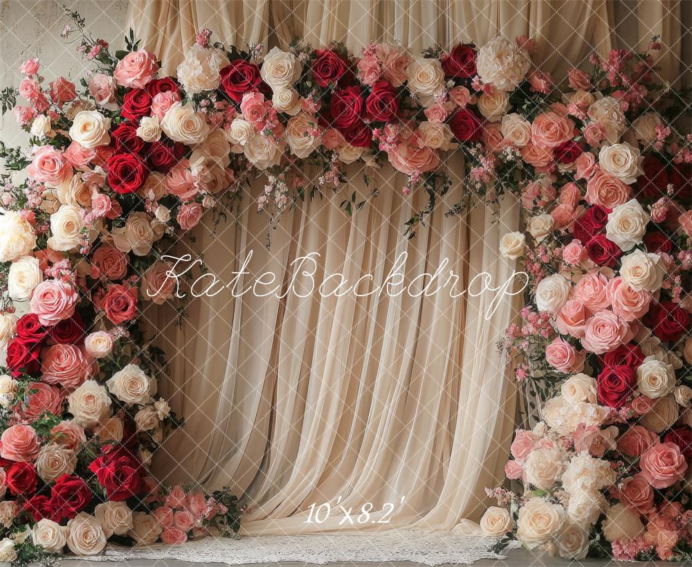 Kate Valentine Flower Arch Wedding Curtains Backdrop Designed by Mini MakeBelieve