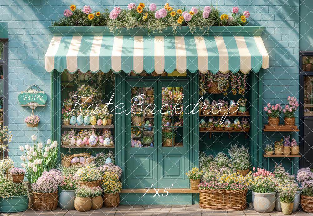 Kate Easter Flower Shop Blue Backdrop Designed by Emetselch -UK