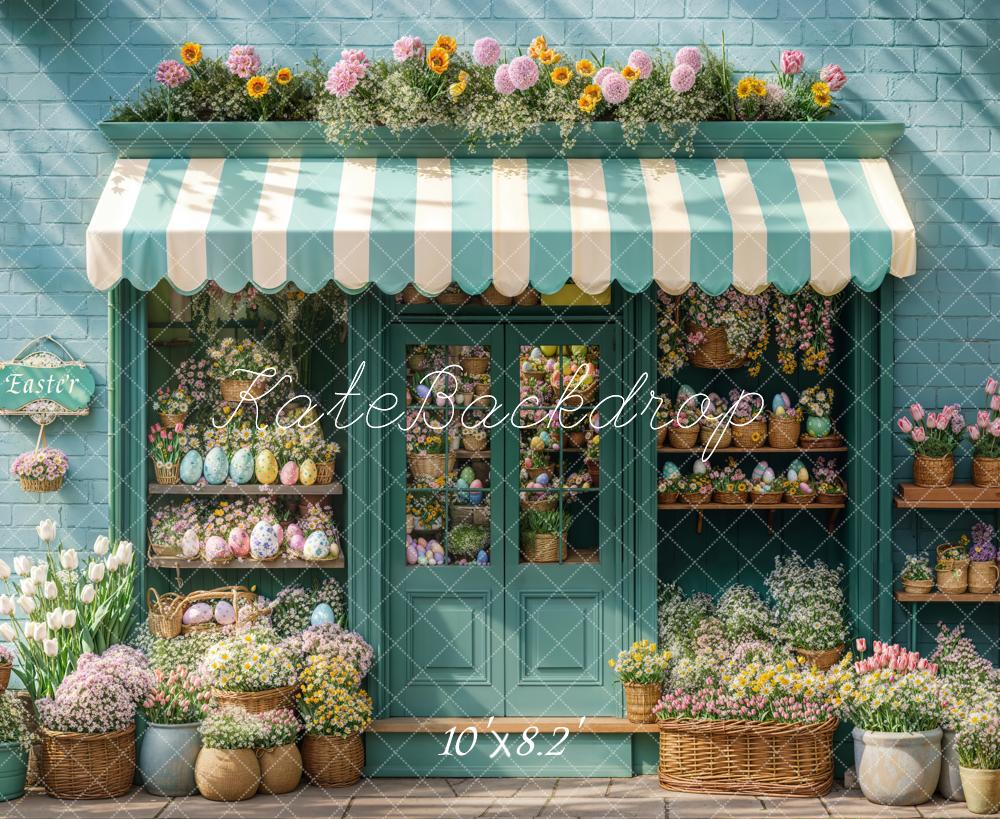 Kate Easter Flower Shop Blue Backdrop Designed by Emetselch