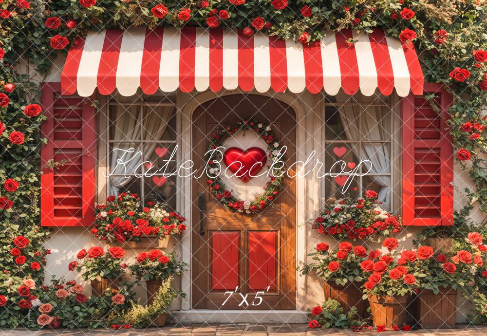 Kate Valentine Red Roses Heart Door Backdrop Designed by Emetselch -UK