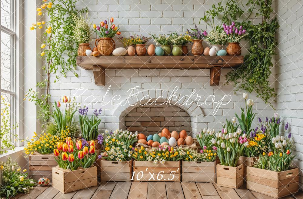 Lightning Deals Kate Easter Floral Eggs Wooden Crates Backdrop Designed by Emetselch -UK