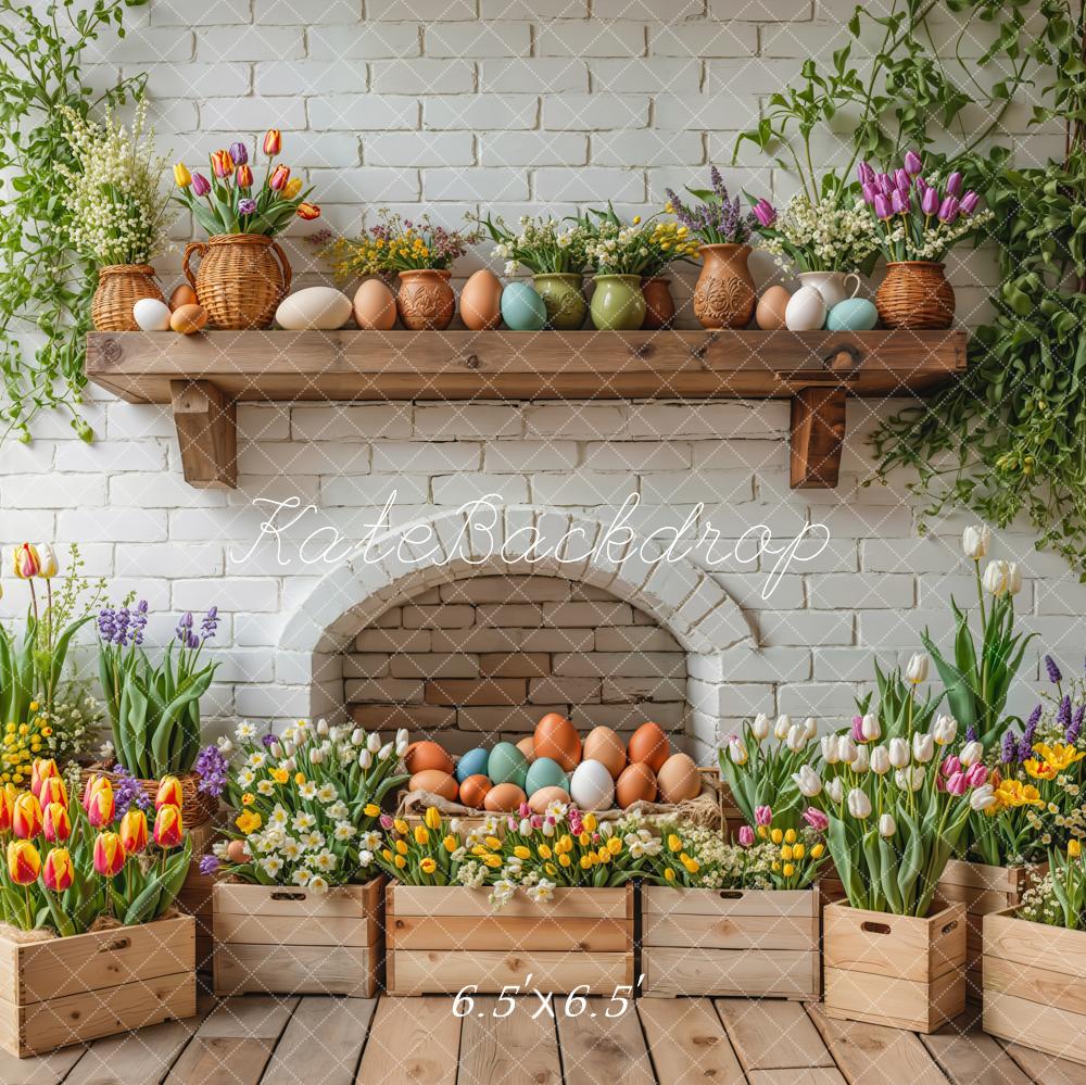 Lightning Deals Kate Easter Floral Eggs Wooden Crates Backdrop Designed by Emetselch -UK