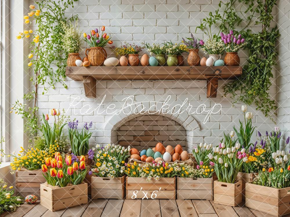 Lightning Deals Kate Easter Floral Eggs Wooden Crates Backdrop Designed by Emetselch -UK