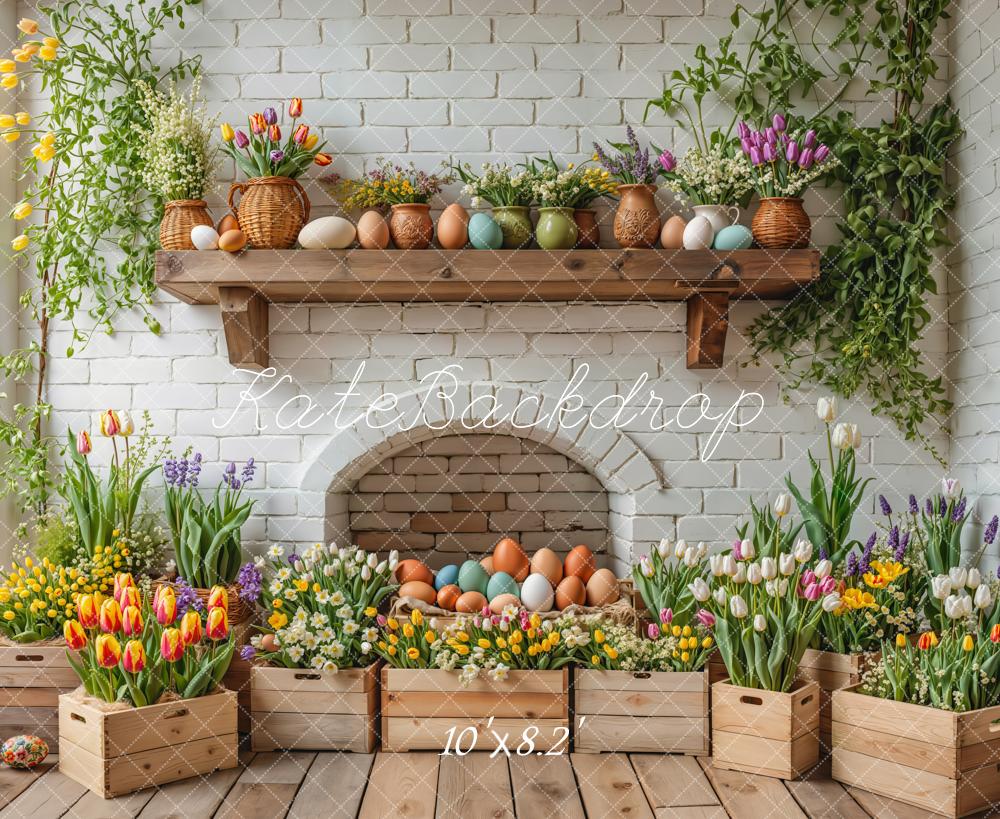 Lightning Deals Kate Easter Floral Eggs Wooden Crates Backdrop Designed by Emetselch -UK