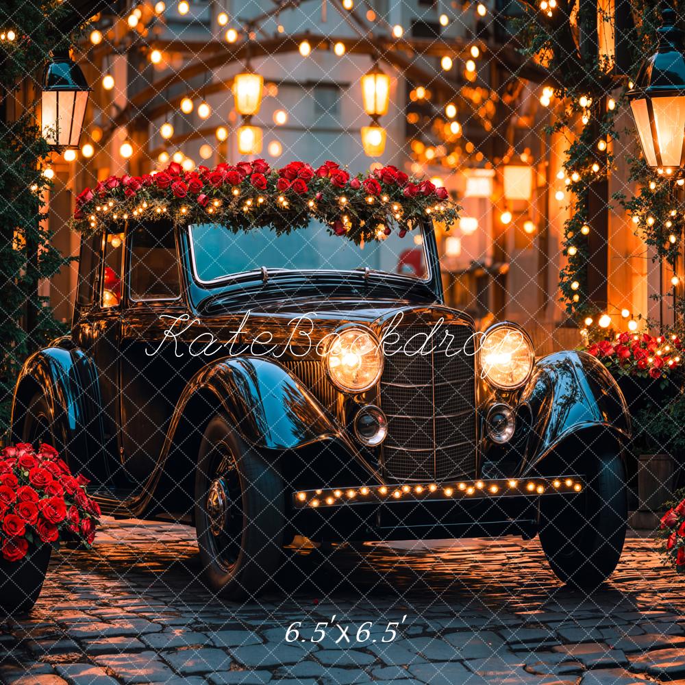 Kate Valentine Vintage Car Roses Lights Backdrop Designed by Emetselch -UK