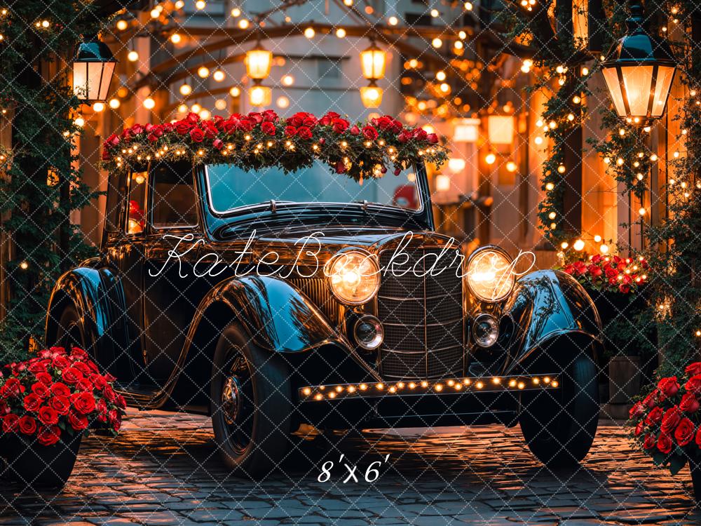 Kate Valentine Vintage Car Roses Lights Backdrop Designed by Emetselch -UK