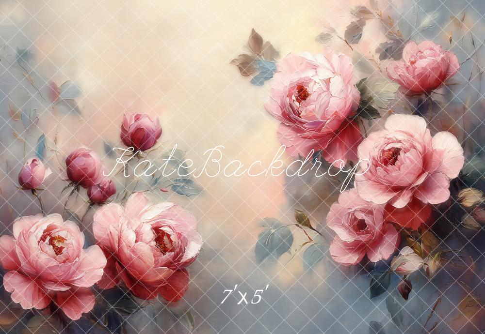 Lightning Deals Kate Fine Art Flower Pink Roses Watercolor Backdrop Designed by Emetselch -UK