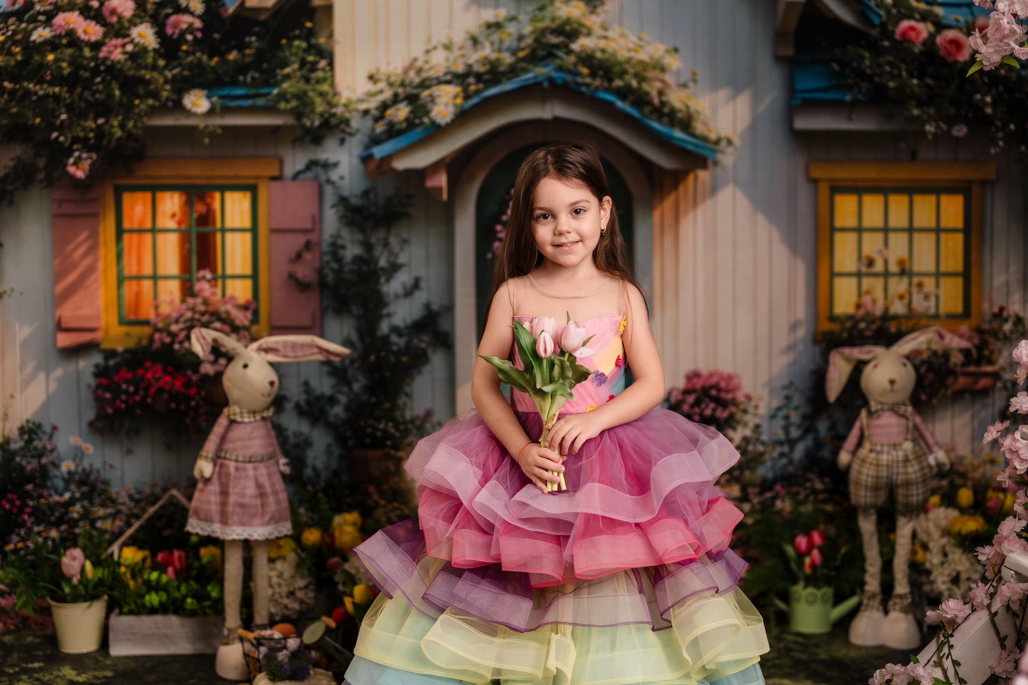 Kate Spring Cottage Garden Floral Backdrop+Pathway Floor Backdrop